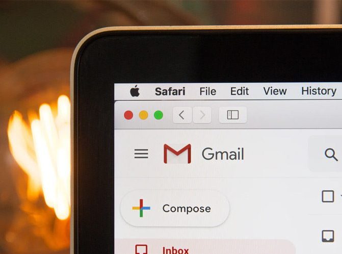 gmail open on laptop