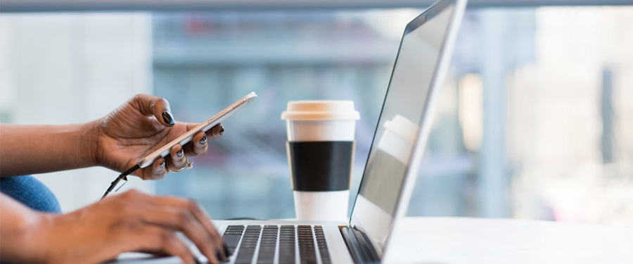 woman working on laptop