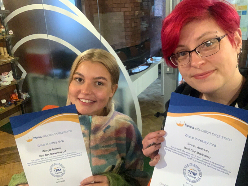 Rowan and Georgia from Steel City Marketing with their BPMA certificates