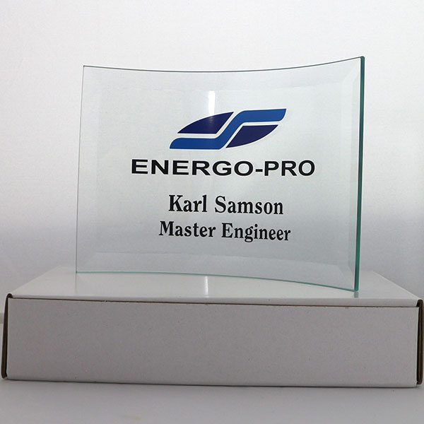 10 x 14.5cm Jade Glass Bevelled Crescent Award – Full Colour