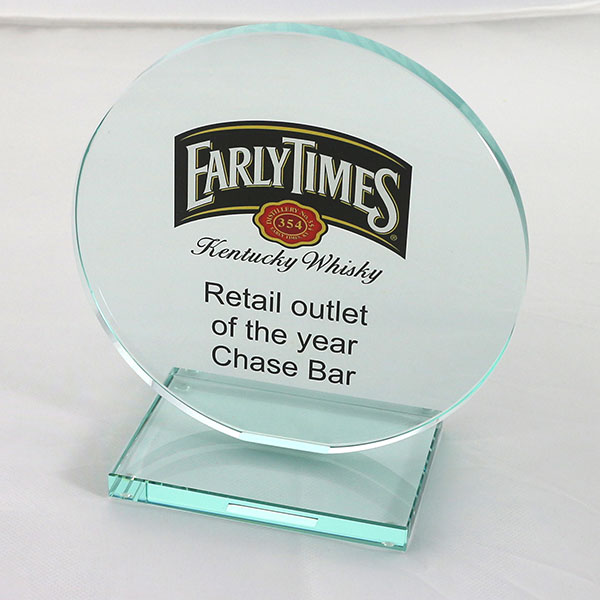 15 x 10cm Jade Glass Circle Award – Full Colour