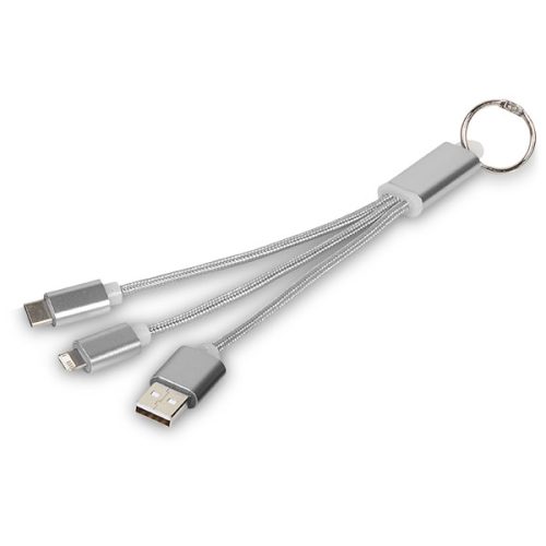 Metal 3 in 1 Charging Cable with Key Ring – Engraved