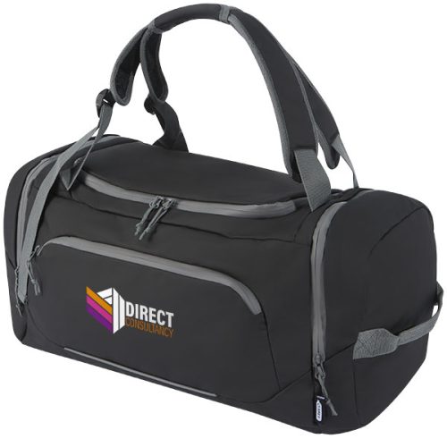 Aqua GRS Recycled Water Resistant Duffel Backpack – Full Colour