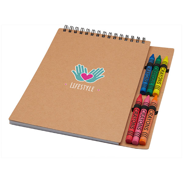 A5 Spiral Soft Cover Notebook and Crayon Set