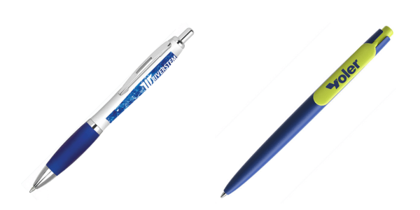 Comparison of low-quality and high-quality branded pens to show durability and finish.