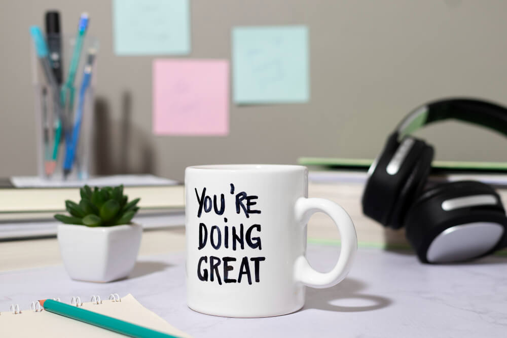 Branded Mug and Gifts with company culture slogan to incentivise