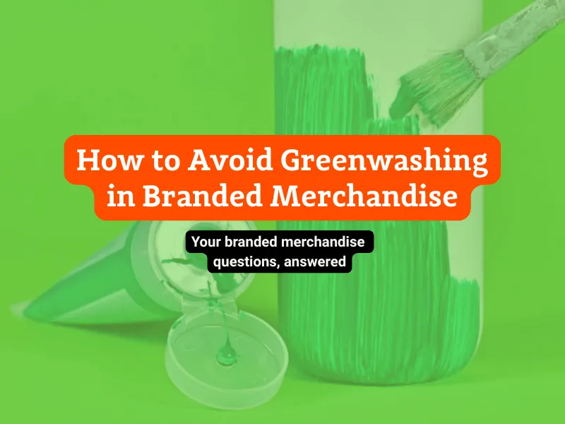 Green Washing in Branded Merchandise Hero Image featuring a bottle painted green.