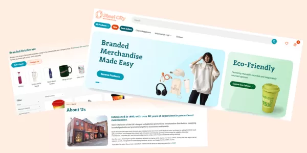 Steel City branded merchandise website homepage