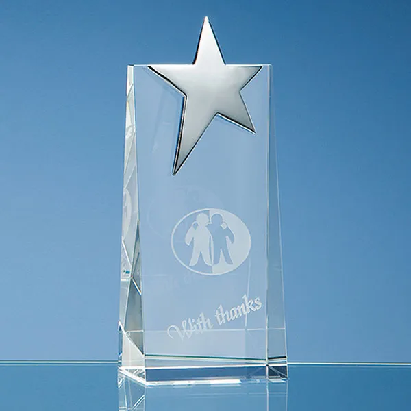 Optical Crystal Rectangle with Silver Star