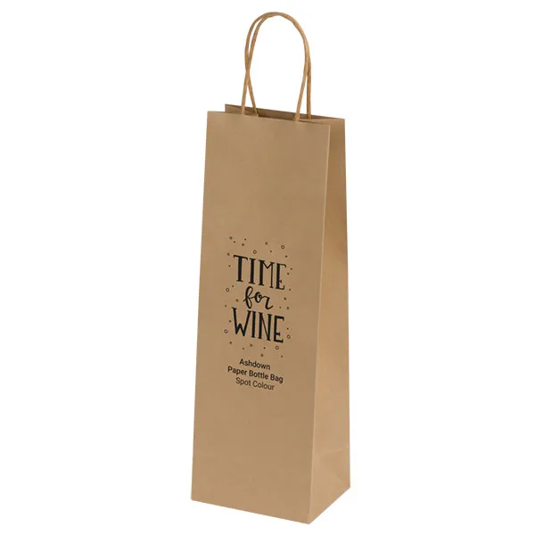 Ashdown Bottle Natural Kraft Paper Gift Bag - Spot Colour