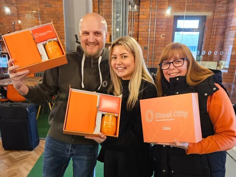 Steel City Marketing Team with Bespoke gift boxes